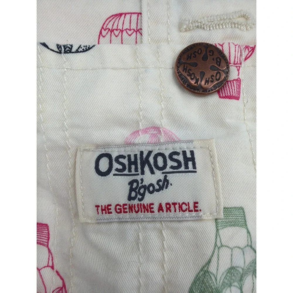 OshKosh B'gosh Toddler Girls Cream Hot Air Balloon Print Cotton Overalls 2T